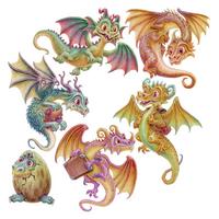 WANDAUFKLEBER 130x111cm - Kleine Drachen - Multicolor, Kunststoff (130/111/0.1cm) - Wallfluent