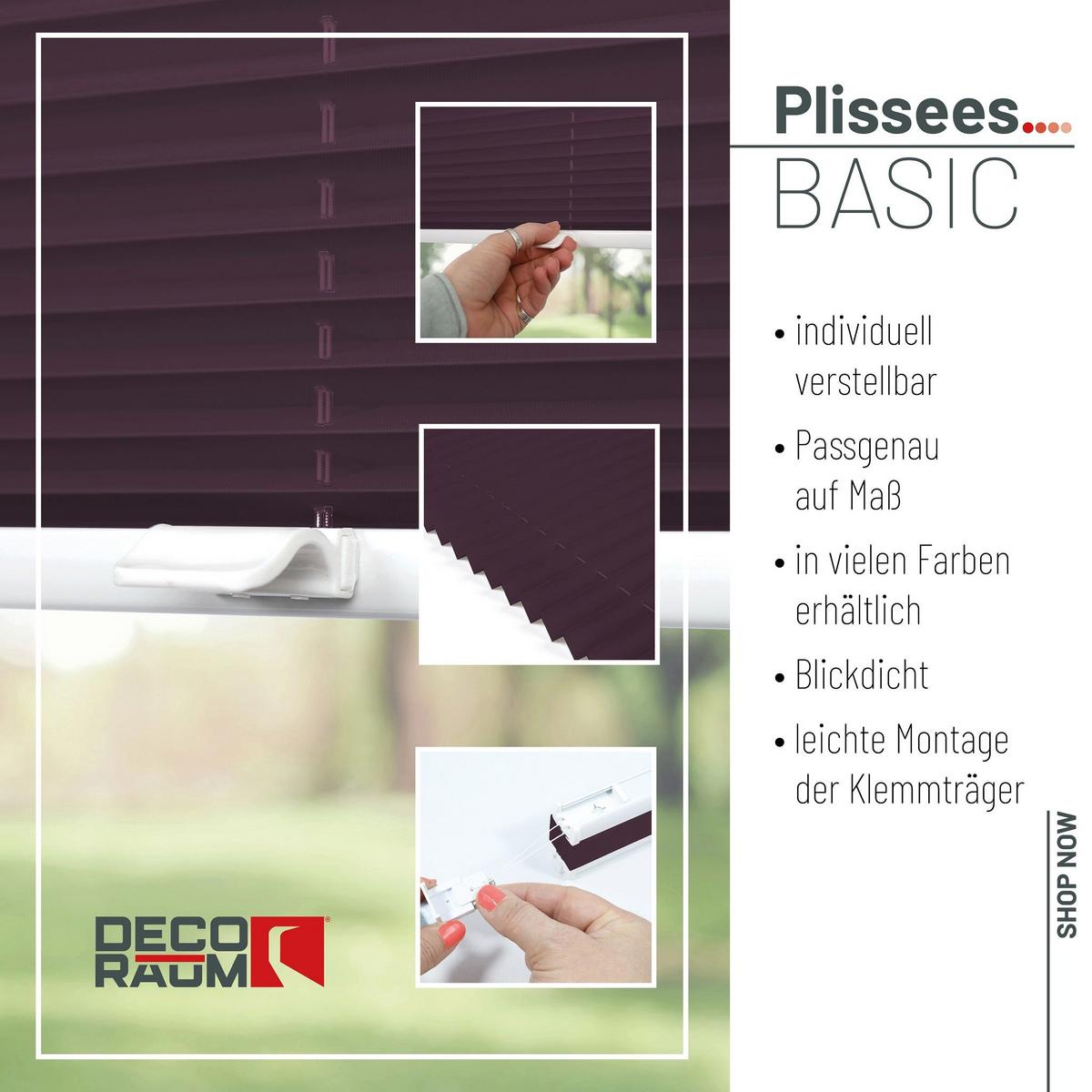 PLISSEE Basic 120 x 150cm Klemmfix ohne Bohren - Violett, Textil (120/150cm) - Deco-Raum