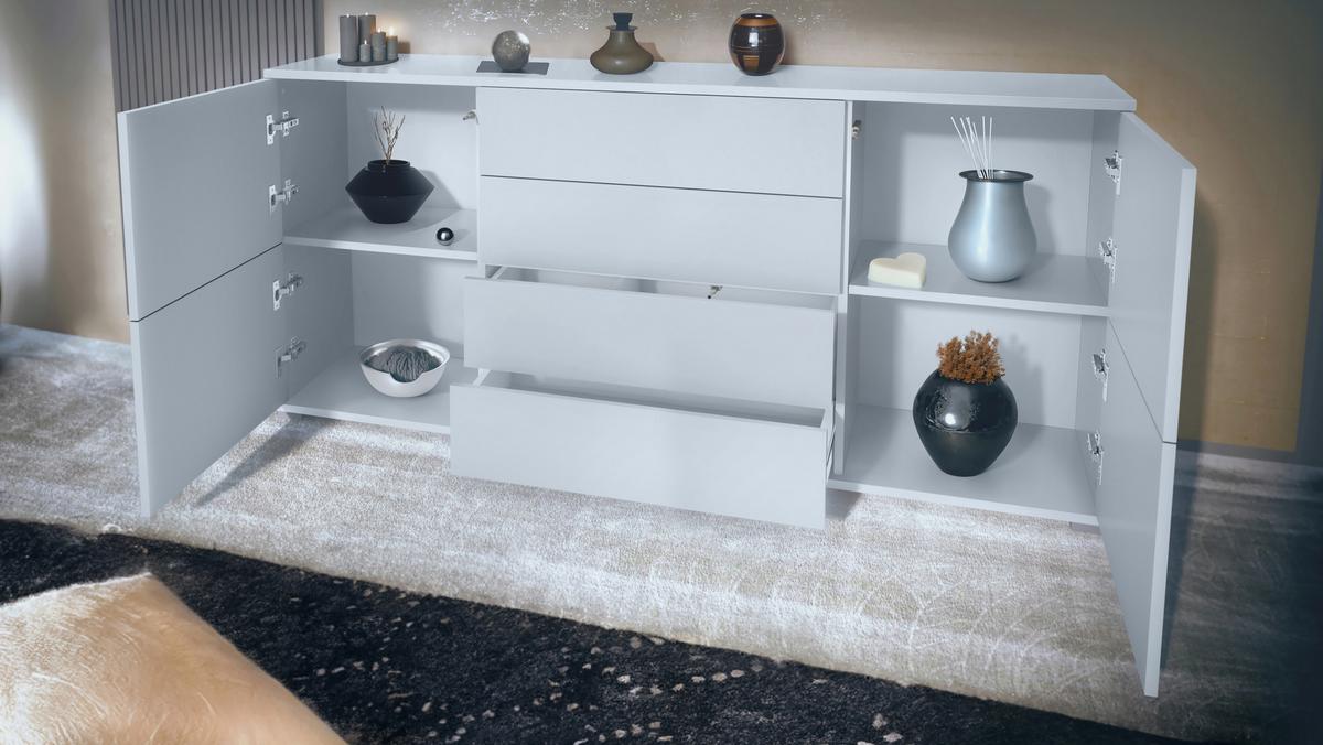 SIDEBOARD Rova Schwarz matt - Schwarz, Holzwerkstoff (166.5/75.5/35cm) - Vladon