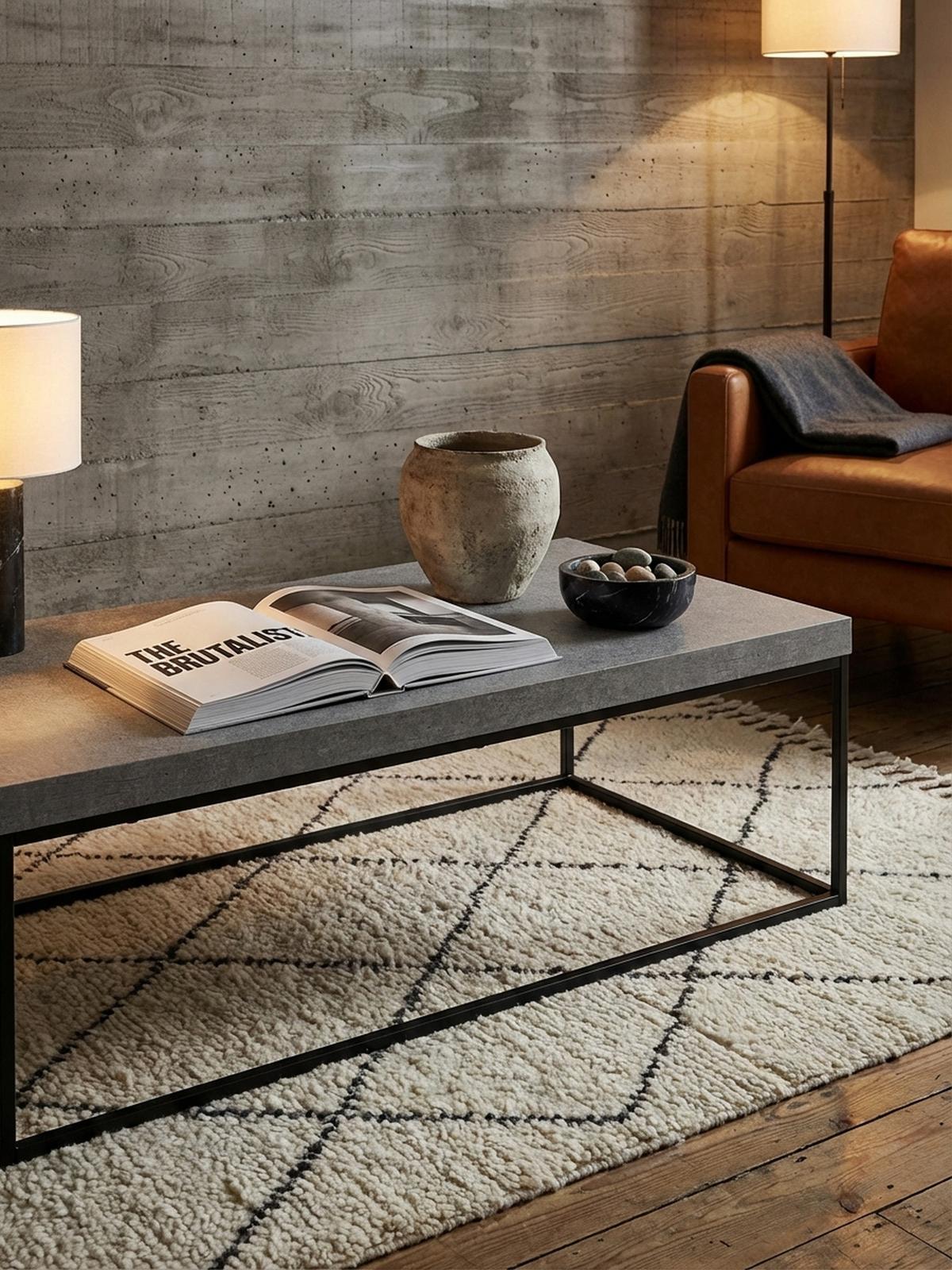 COUCHTISCH in Stein-Optik mit Metallbeinen, Modernes Design, Rechteckig, Groß, Grau 120x60x38 cm - Schwarz/Grau, Holzwerkstoff/Metall (60/120/38cm) - KADIMA DESIGN