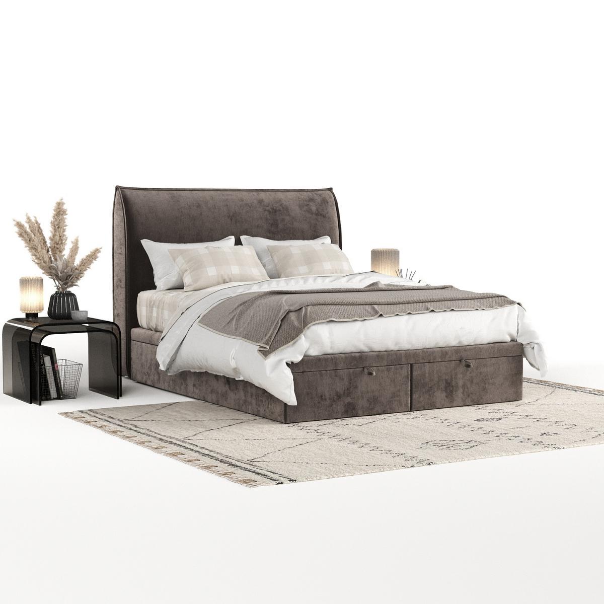 POLSTERBETT Tuvalu mit Stauraum 160/200 cm Braun im Lotta Stoff - Schwarz/Braun, Holz/Holzwerkstoff (160/200cm) - AltaBeds