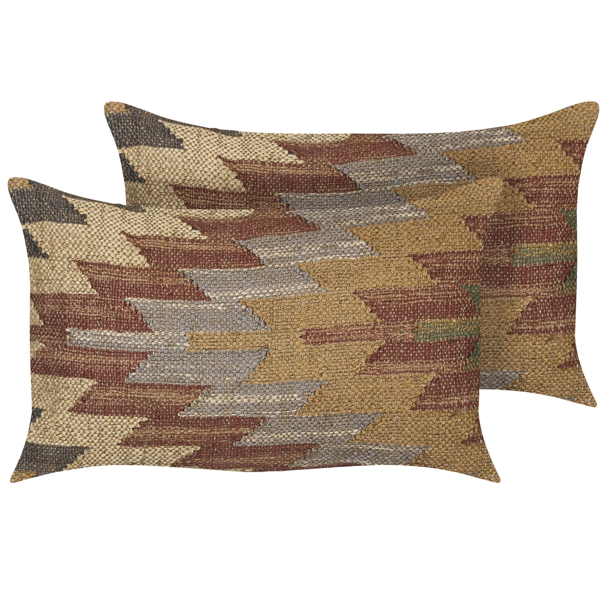 DEKOKISSEN 2er-Set Bunt 30/50 cm Deepor - Multicolor, Naturmaterialien (30/50cm) - Beliani