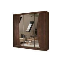 SCHWEBETÜRENSCHRANK VOCE 240/216/61 cm Modern Kleiderschrank 3-türig mit Spiegel Nussbaumfarben - Nussbaumfarben, Holzwerkstoff (240/216/61cm) - MASSENO