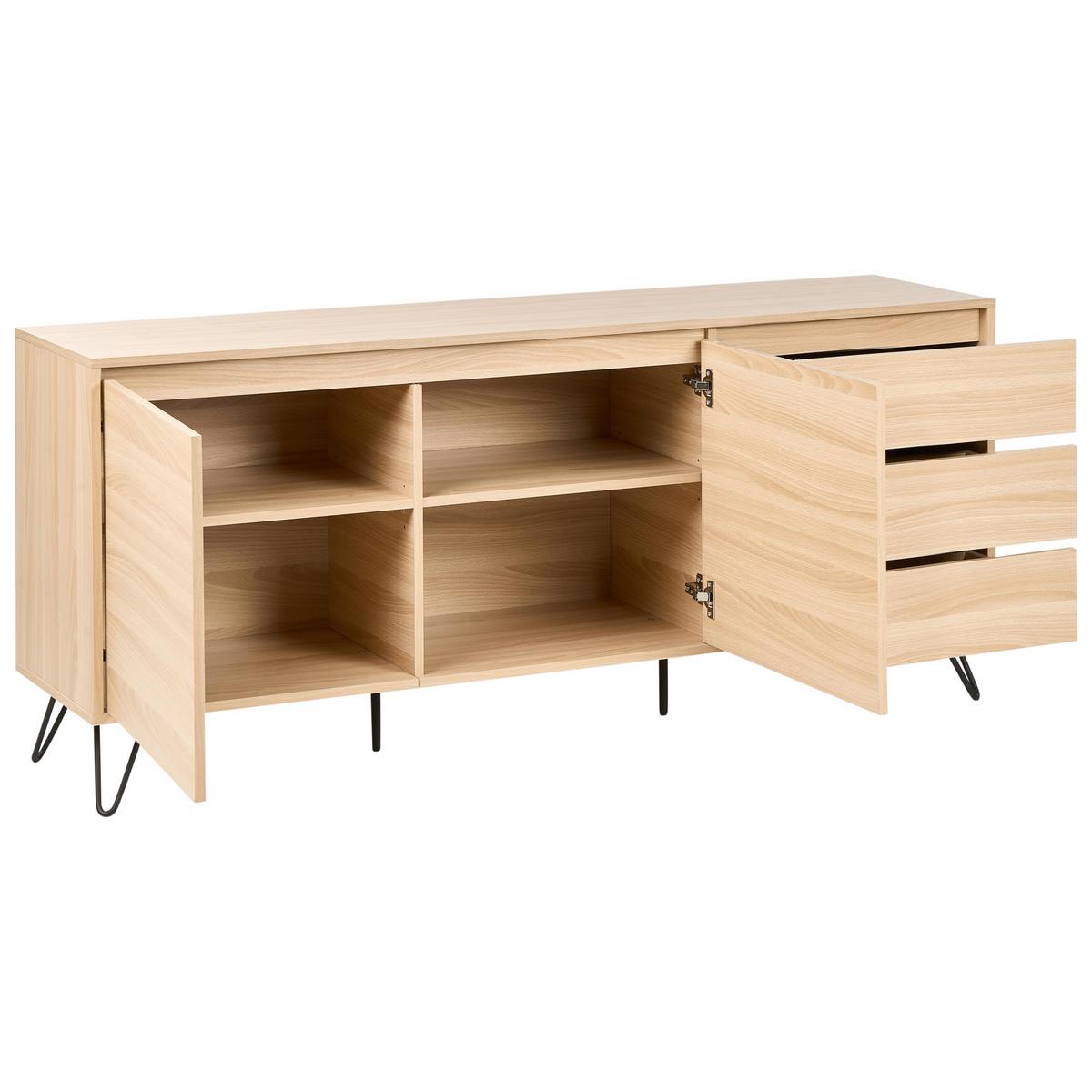 SIDEBOARD mit 2 Türen Hellbraun Cardigan - Hellbraun, Holzwerkstoff (160/70/40cm) - Beliani