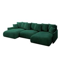 WOHNLANDSCHAFT mit Schlaffunktion und Bettkasten ONESK-U-v1 317x177x72 Dunkelgrün Velours - Dunkelgrün, Holzwerkstoff/Kunststoff (317/72/177cm) - ALTDECOR
