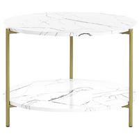 COUCHTISCH Marmor Optik weiß/gold 60 cm Reva - Goldfarben/Weiß, Holzwerkstoff (60/60/45cm) - Beliani
