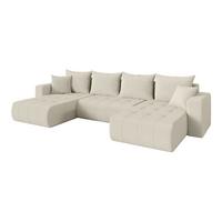 WOHNLANDSCHAFT mit Schlaffunktion und Bettkasten MILA-U 378x194x86 Beige Bouclé - Sandfarben/Beige, Holzwerkstoff/Kunststoff (378/86/194cm) - ALTDECOR