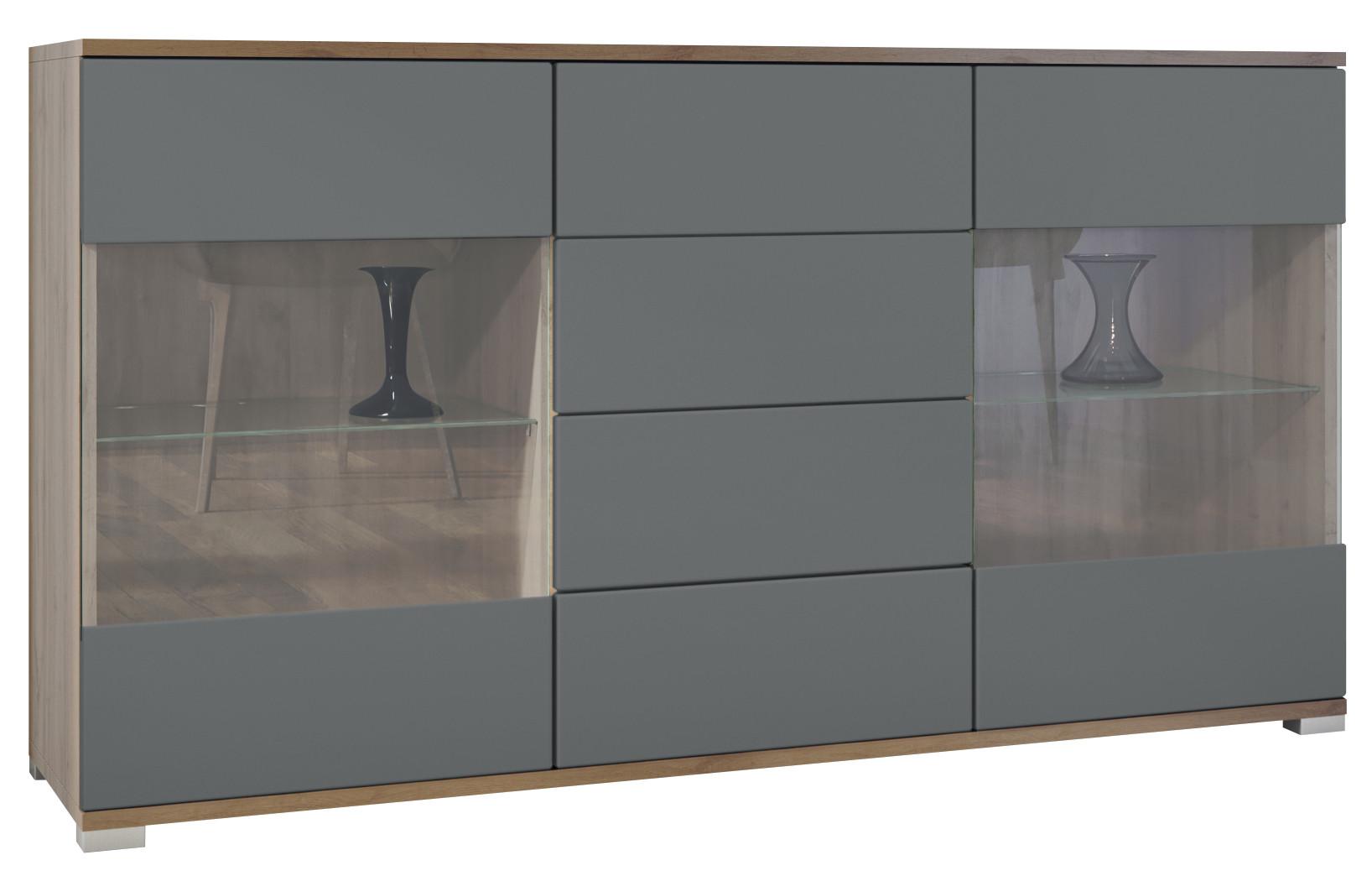 SIDEBOARD Bari Graphit Seidenmatt - Graphitfarben, Holzwerkstoff (138.5/75.5/35cm) - Vladon
