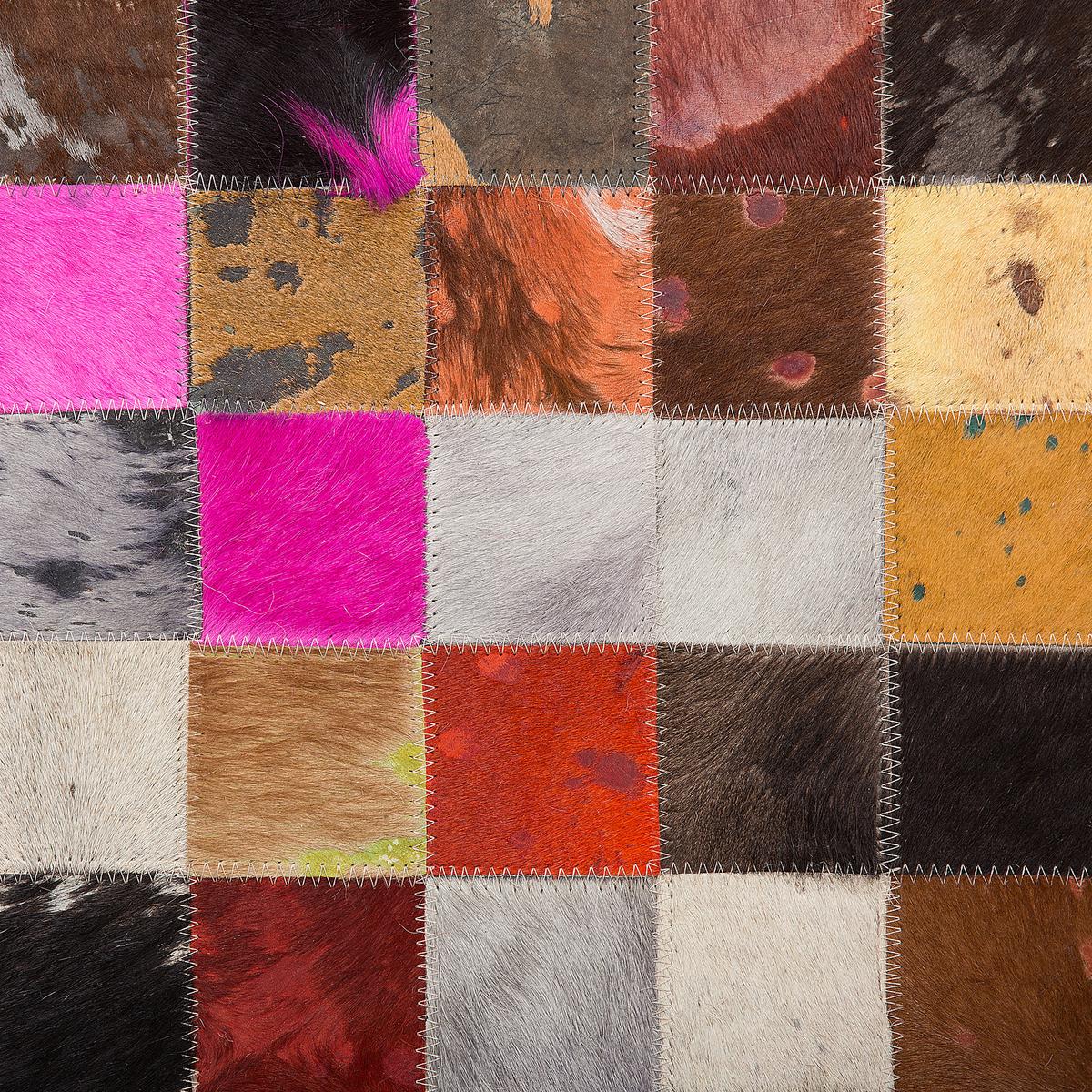 PATCHWORK-TEPPICH Enne 200/200 cm - Multicolor, Fell (200/200cm) - Beliani