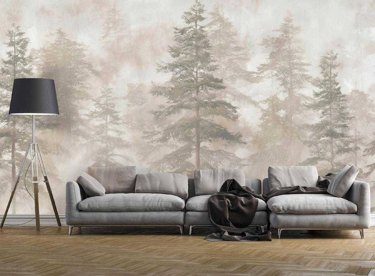 FOTOTAPETE Wald Bäume Beige 300x210 cm - Multicolor, Papier (300/210cm) - Wallarena