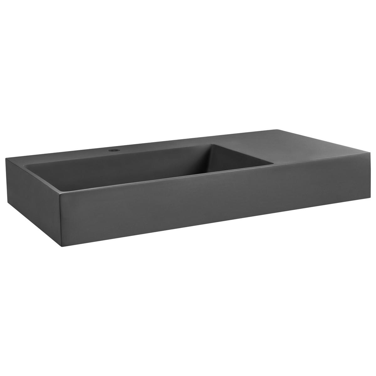 HÄNGEWASCHBECKEN Schwarz 90/48 cm Mineralguss Cusco - Schwarz, Naturmaterialen (90/13/48cm) - Beliani