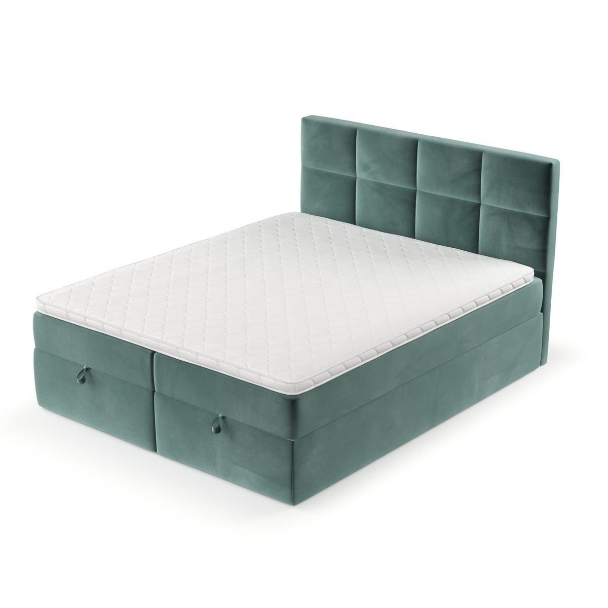 BOXBETT Velto 140/200 cm Türkis im Kronos Stoff - Türkis/Schwarz, Holz/Holzwerkstoff (140/200cm) - AltaBeds