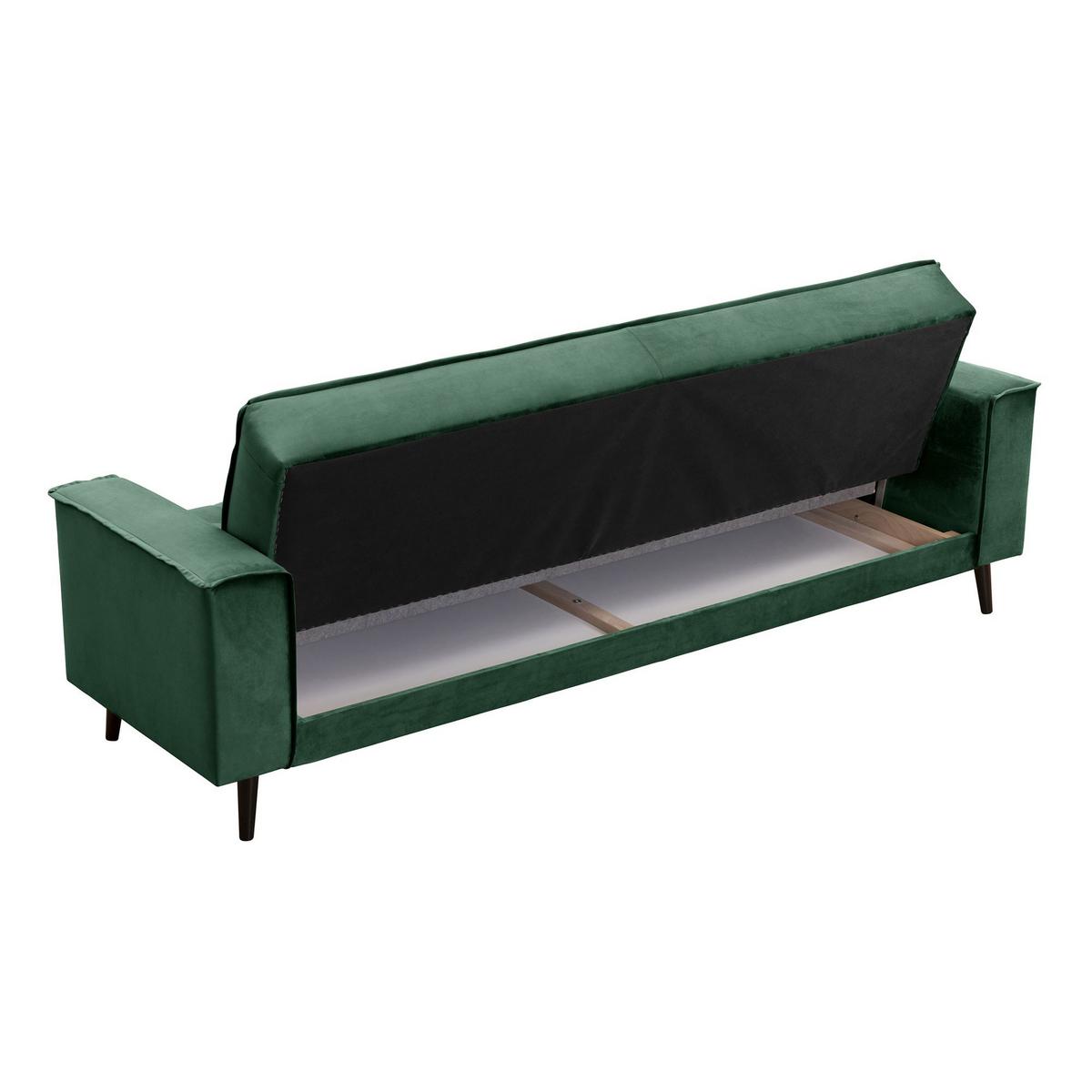 SOFA 3-Sitzer mit Bettfunktion Kaycee Samtvelours grün - Grün, Kunststoff (78/84/240cm) - 58aufmkessel