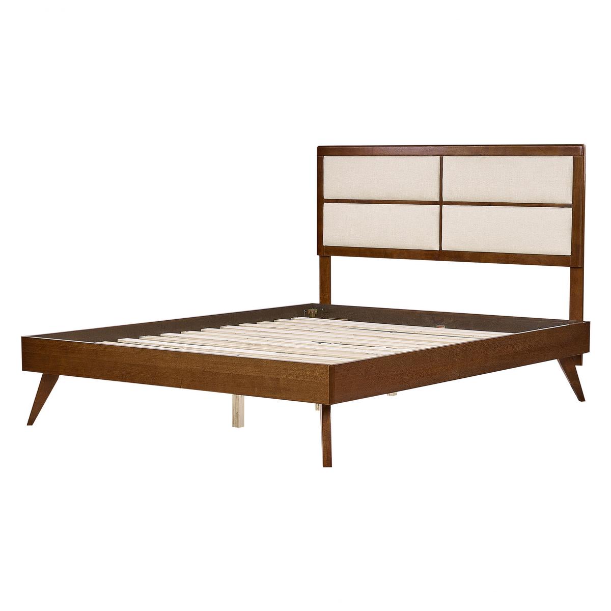 BETT mit Lattenrost 160/200 cm Dunkelbraun Poissy - Dunkelbraun/Beige, Holzwerkstoff (160/200cm) - Beliani