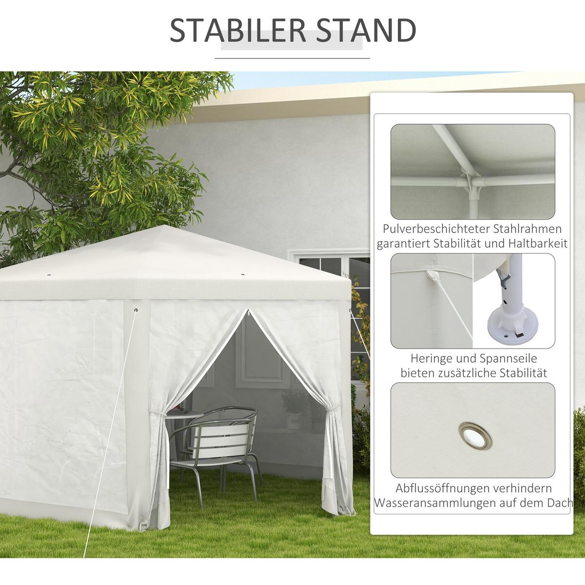 GARTENPAVILLON Polyester Metall Crème - Creme, Metall (341.2/250/394cm) - Outsunny