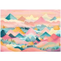 FOTOTAPETE Gebirge Wolken Rosa 312x219 cm - Multicolor, Papier (312/219cm) - Wallarena