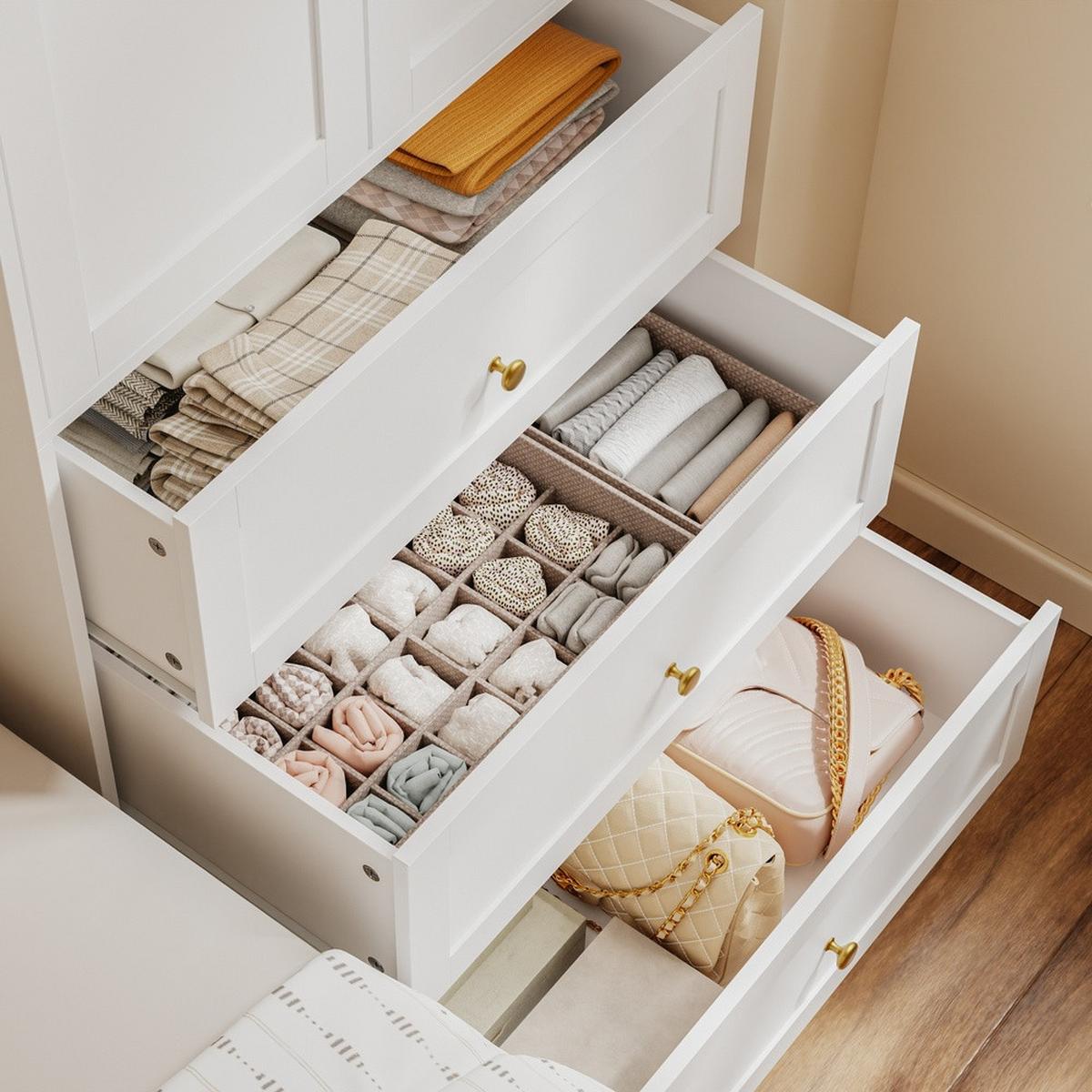 KLEIDERSCHRANK mit Schubladen KSB04-W - Ahornfarben, Fell (70/187/55cm) - SoBuy