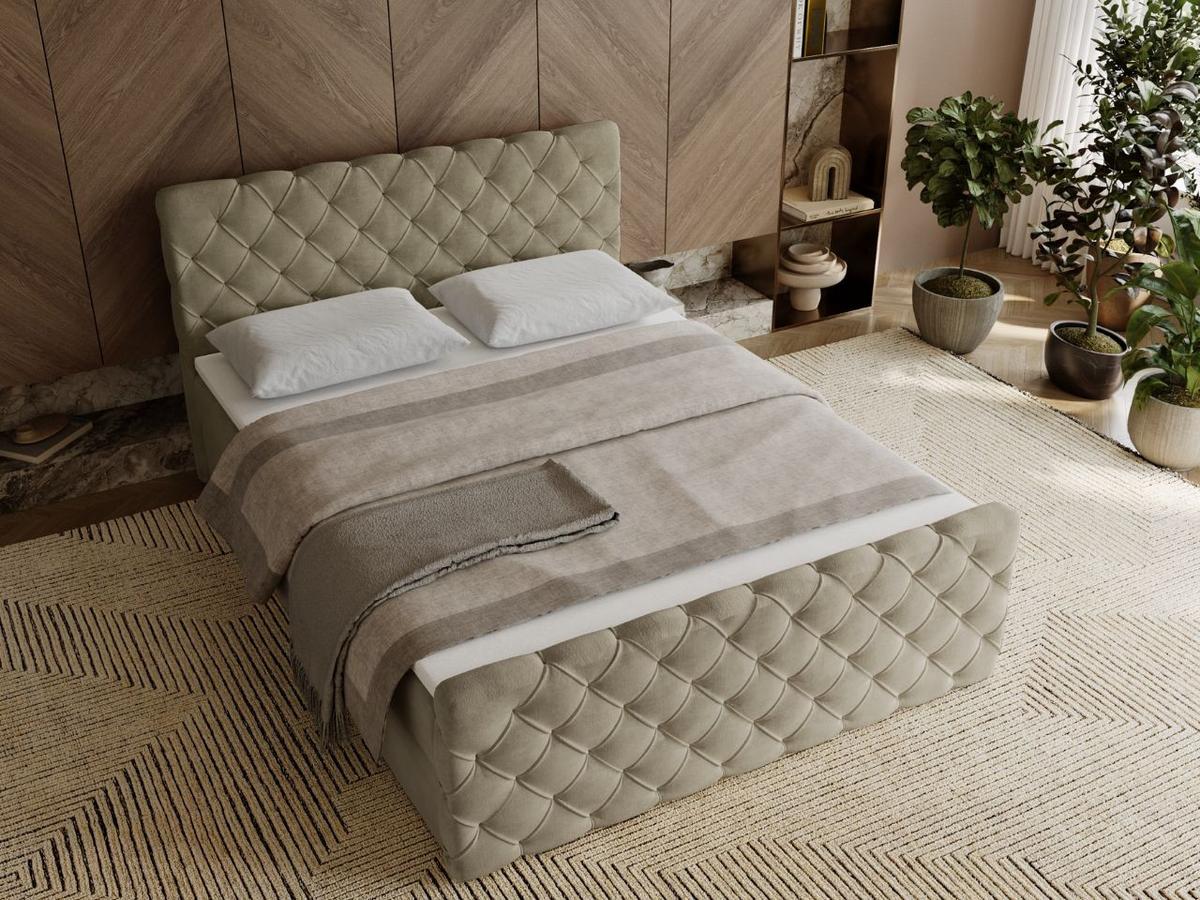 BOXBETT Lunaris 180x200 Hellbraun - Hellbraun, Holz/Textil (180/200cm) - Graingold