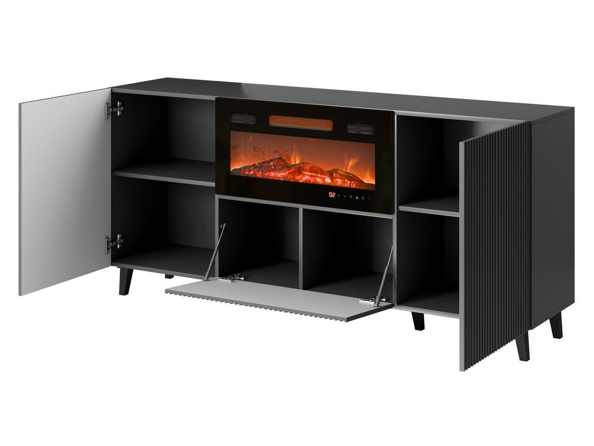 KOMMODE Vamos Grey 180 mit Kamin - Anthrazit/Schwarz, Holzwerkstoff/Kunststoff (181/83/42cm) - MIRJAN24