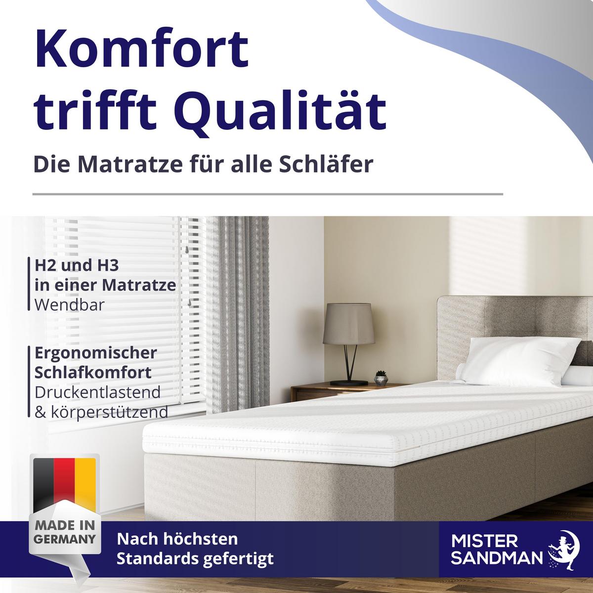 MATRATZE 60x120 cm H2 Höhe 5cm - 7-Zonen Kaltschaummatratze, Wendematratze mit waschbarem Bezug - Weiß, Textil (60/120cm) - Mister Sandman