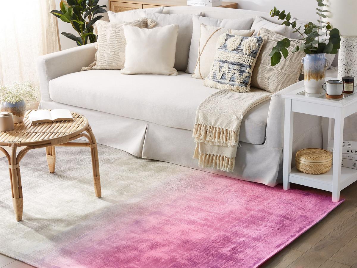 KURZFLOR-TEPPICH Ercis 200/140 cm - Pink, Naturmaterialien (140/200cm) - Beliani