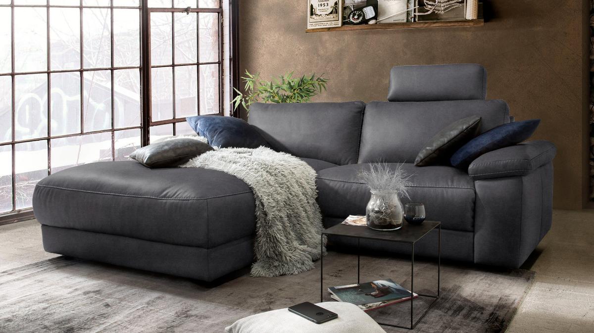 ECKSOFA MOTORISCHER RELAXFUNKTION LOLA Schwarz Webstoff Relaxfunktion - Schwarz, Textil (233/178cm) - KAWOLA
