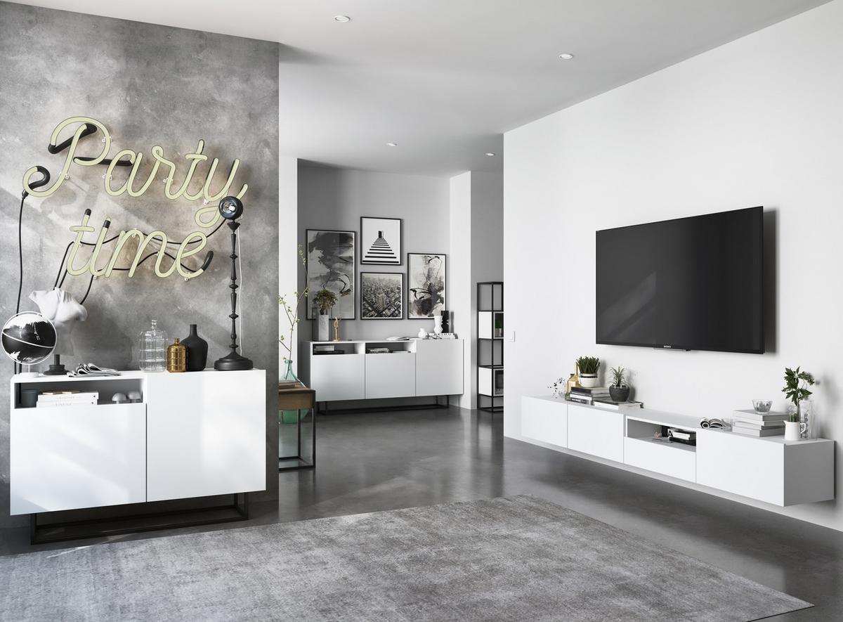 TV-SCHRANK Enjoy Weiß matt 120 cm - Weiß, Holzwerkstoff (120/30/35cm) - Meble Lindner