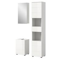 BADMÖBEL Set 3-teilig weiß Hochglanz 91 x 190 cm, Badkombination modern - Weiß Hochglanz/Schwarz, Holzwerkstoff/Kunststoff (91/190/34cm) - Inn.Furn