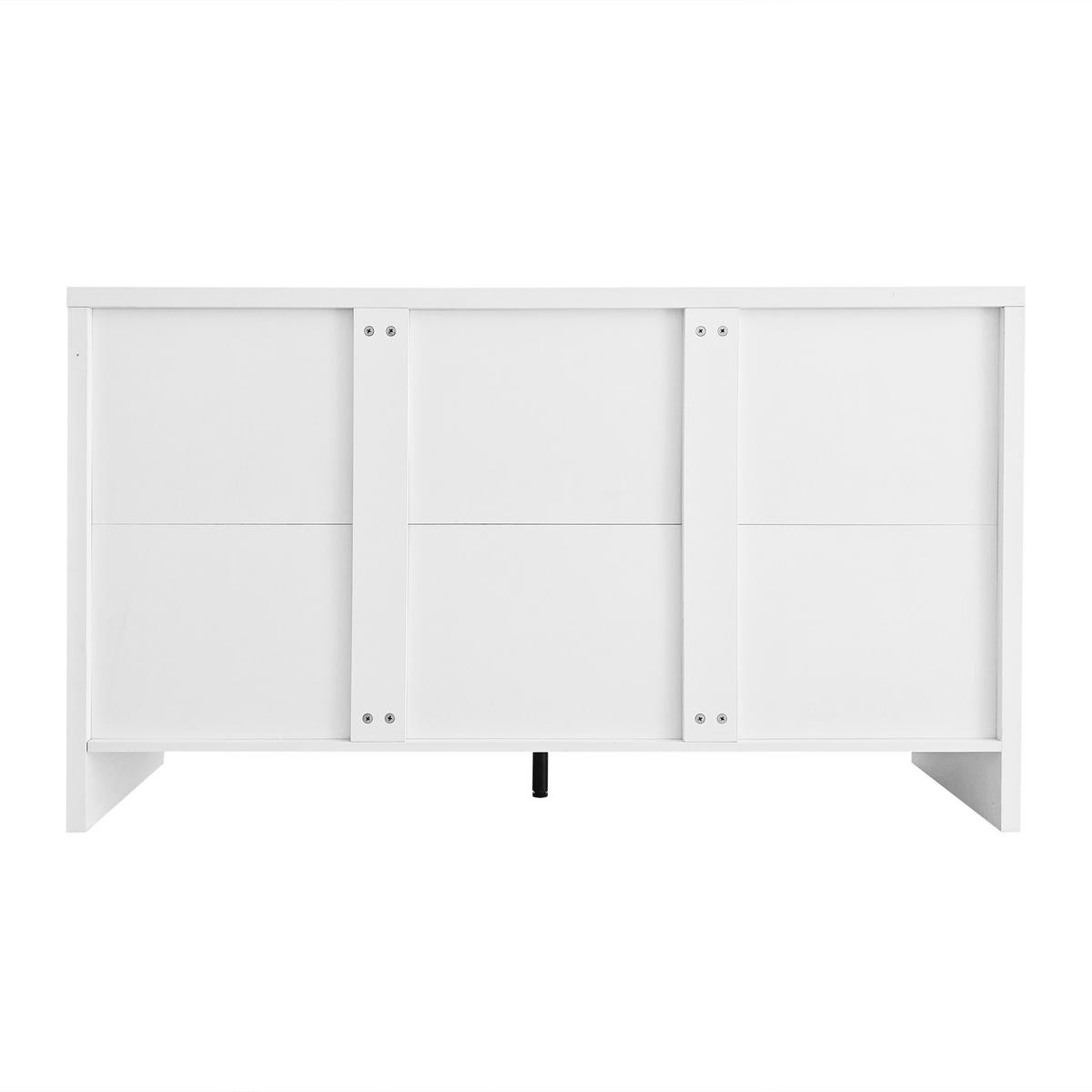 SIDEBOARD weiß & gold 140 cm mit Riffel-Optik & verstellbaren Böden - Weiß, Holzwerkstoff (140/80/38cm) - Urban Meuble