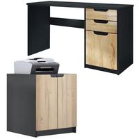 BÜROMÖBELSET Paris Eiche Natur - Eichefarben, Holzwerkstoff (60/180/76cm) - Vladon