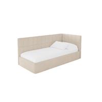 EINZELLBETT Jugendbett mit Bettkasten, Links - TULY 80x200 Beige - Creme, Holzwerkstoff/Textil (80/200cm) - ALTDECOR