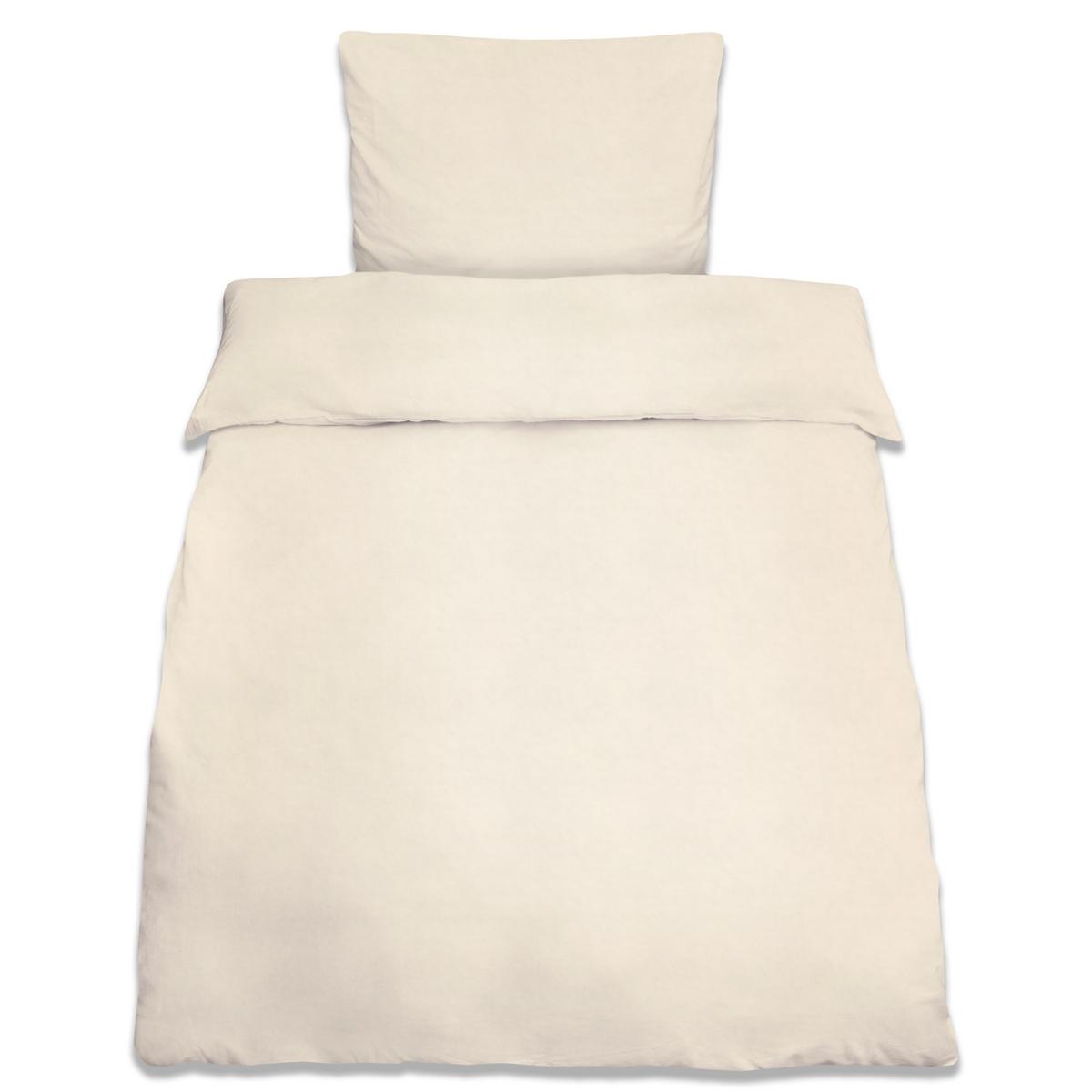 BETTWWÄSCHE Julie 135/200 cm + Kissenbezug 80/80 cm Creme Renforcé 2er Set - Ecru, Textil (135/200cm)