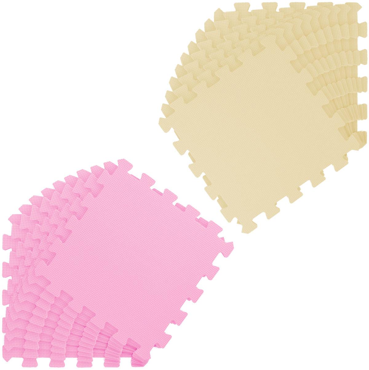 SPIELMATTE ab Null - 180/90/1 cm Puzzlematte Beige - Pink/Beige, Kunststoff (30/30cm) - Littletom