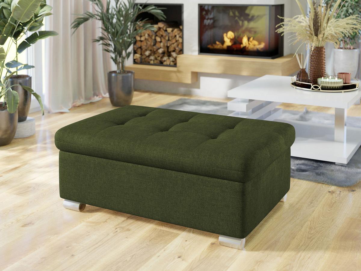 POLSTERHOCKER Niko Groß - Silberfarben/Grün, Holz/Textil (96/41/70cm) - MIRJAN24