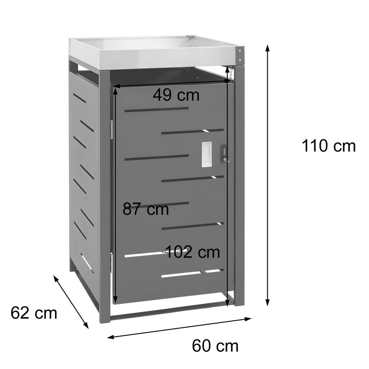MÜLLTONNENVERKLEIDUNG H40B rechteckig Anthrazit - Anthrazit, Metall (60/110/62cm) - MCW