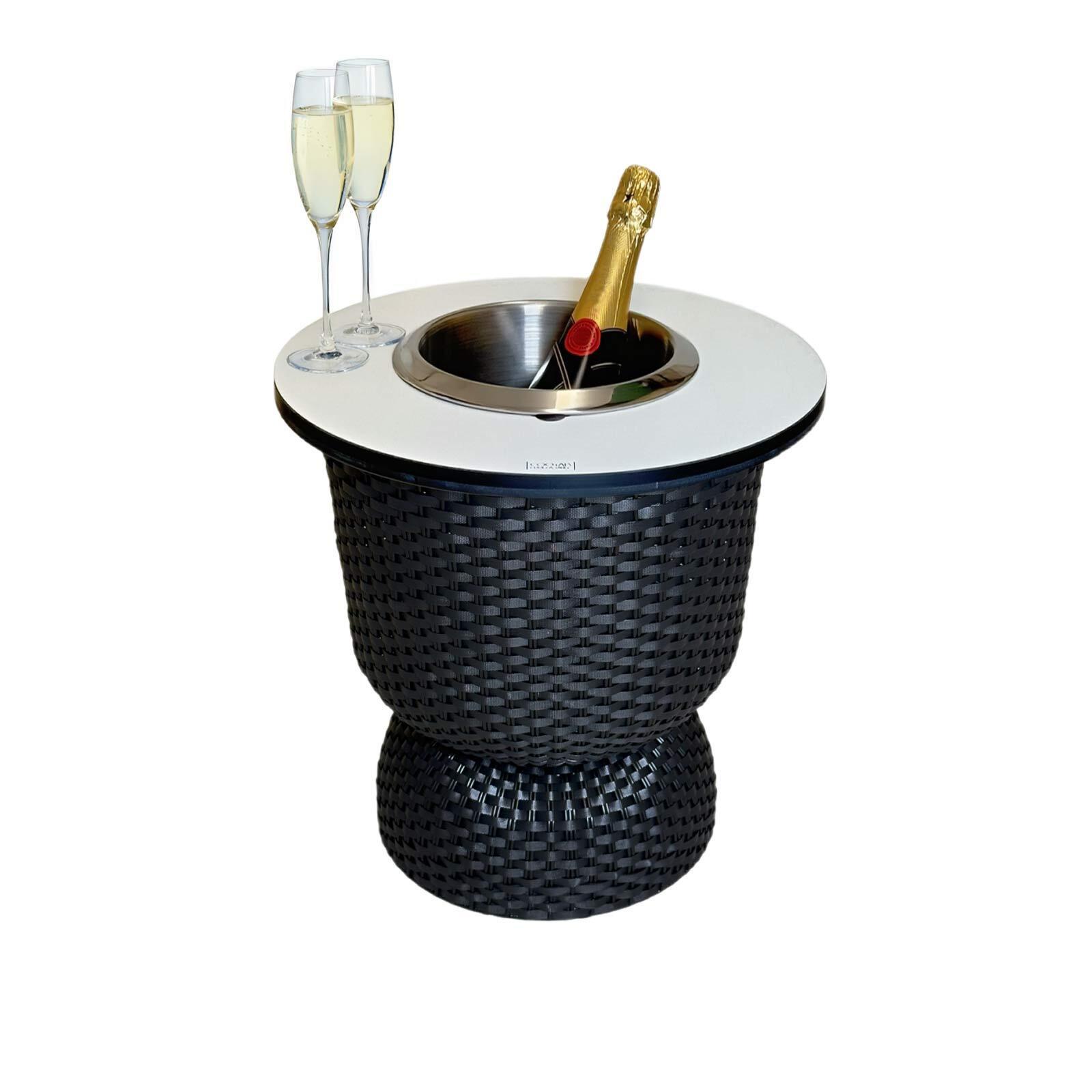 3-IN-1 LOUNGETISCH MIT EDELSTAHL-KÜHLER Paris Schwarz/Champagner 43 cm - Champagner/Schwarz, Kunststoff/Metall (41/41/43cm) - COOTAB Cooler Table