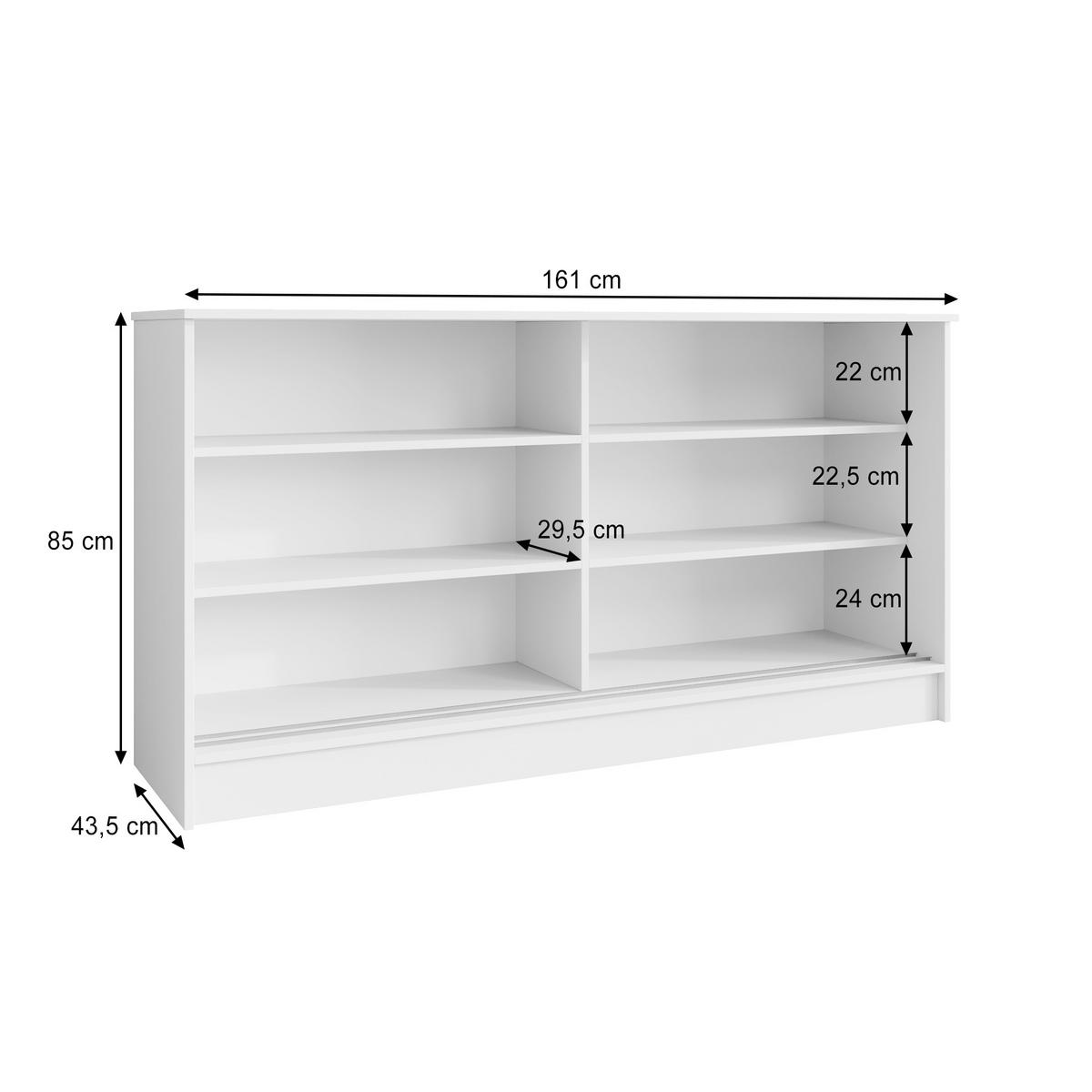 KOMMODE Horizon mit 2 Schiebetüren, 160 cm, Walnuss+Schwarz - Walnussfarben/Schwarz, Holzwerkstoff (161/85/43.5cm) - Beautysofa