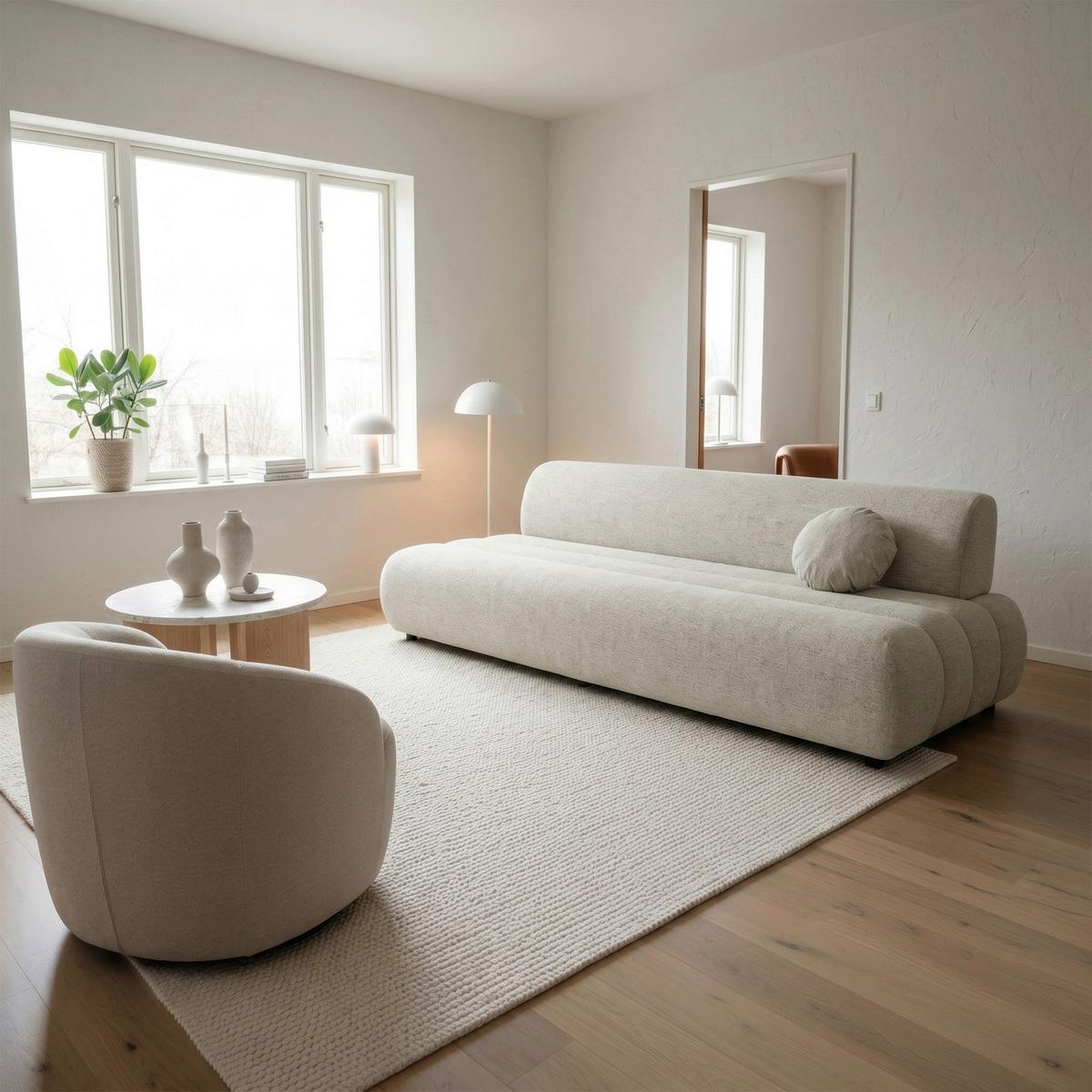 SCHLAFSOFA Arione 214 cm - Ecru/Schwarz, Kunststoff/Textil (214/74/104cm) - Selsey