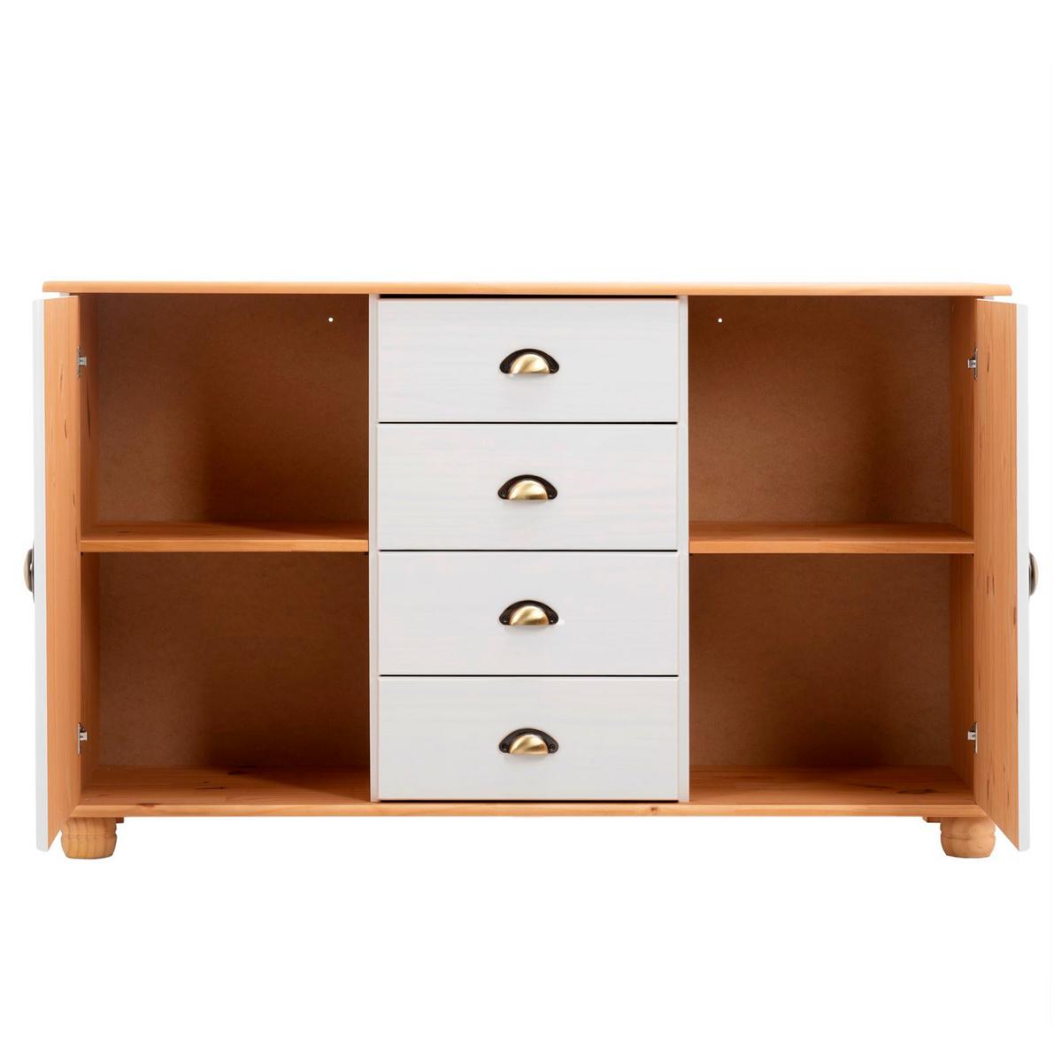 APOTHEKERKOMMODE COLMAR weiß/braun - Weiß/Braun, Holz (133/79/39cm) - IDIMEX