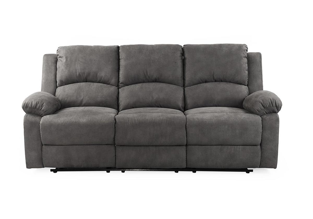 3-SITZER-RELAXSOFA Federkern, Liegefunktion verstellbar durch halbautomatische Relaxfunktion B204/T87/H97 cm, Mikrofaser Vintage Anthrazit/ 15131 - Anthrazit/Schwarz, Textil (204/97/87cm) - luma-home