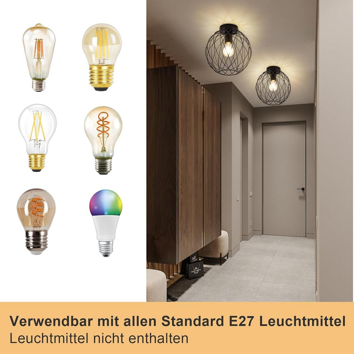 DECKENLEUCHTE Luxkrone 20/20/21.5 cm - Schwarz, Metall (20/20/21.5cm) - ZMH