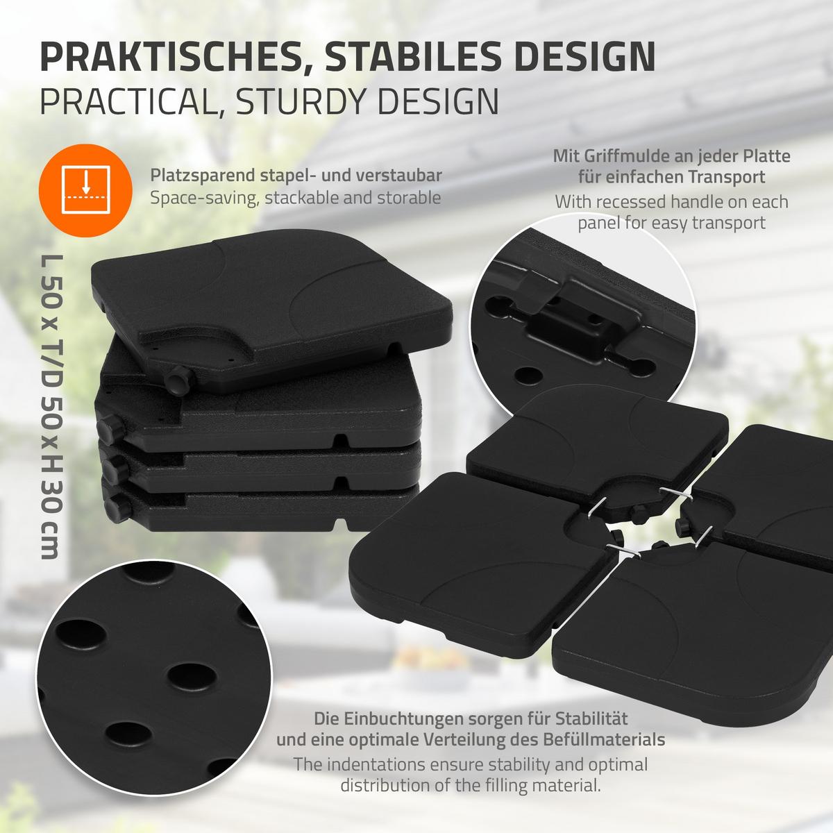 SCHIRMGEWICHT für Ampelschirm 4-teilig Schwarz aus Kunststoff - Schwarz, Kunststoff (105/105cm) - ML-DESIGN