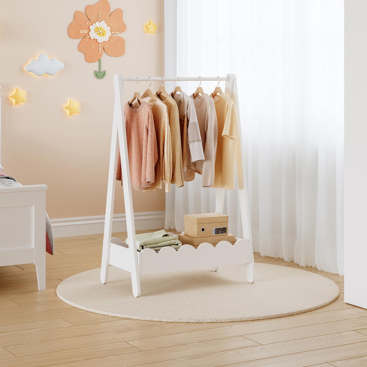 KINDERKLEIDERSTÄNDER Vestnes II. - Weiß, Holzwerkstoff (66/99/38cm) - [en.casa]
