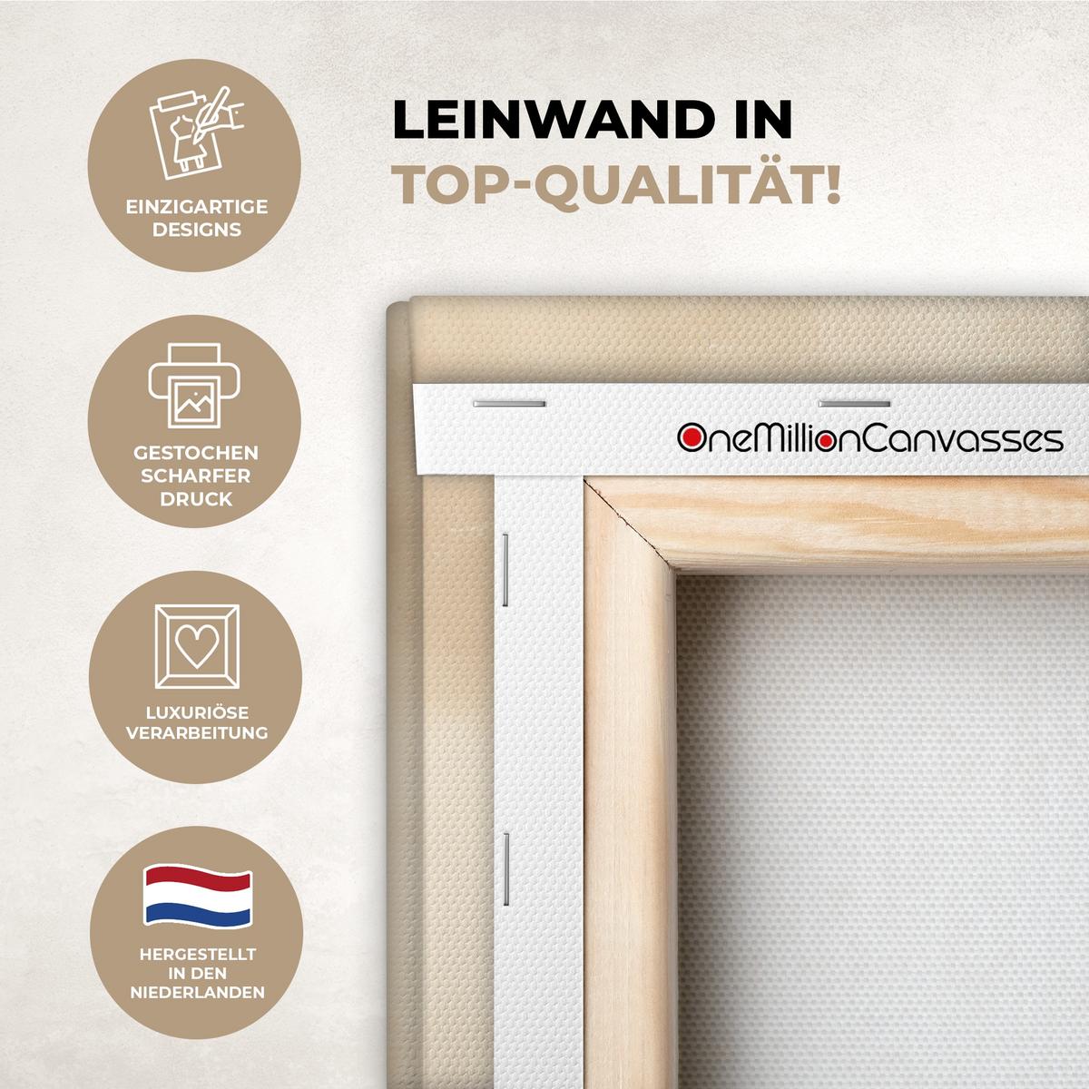LEINWANDBILD Landschaft - Japandi - Vogel Wandbilder 80x60 cm - Beige, Textil (80/60cm) - MuchoWow