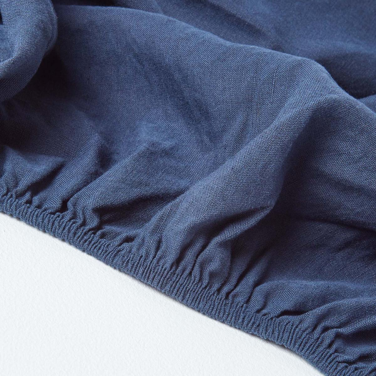 LEINEN-SPANNBETTLAKEN extra hoch, 60% Leinen & 40% Baumwolle - Blau, Textil (140/190cm) - Homescapes