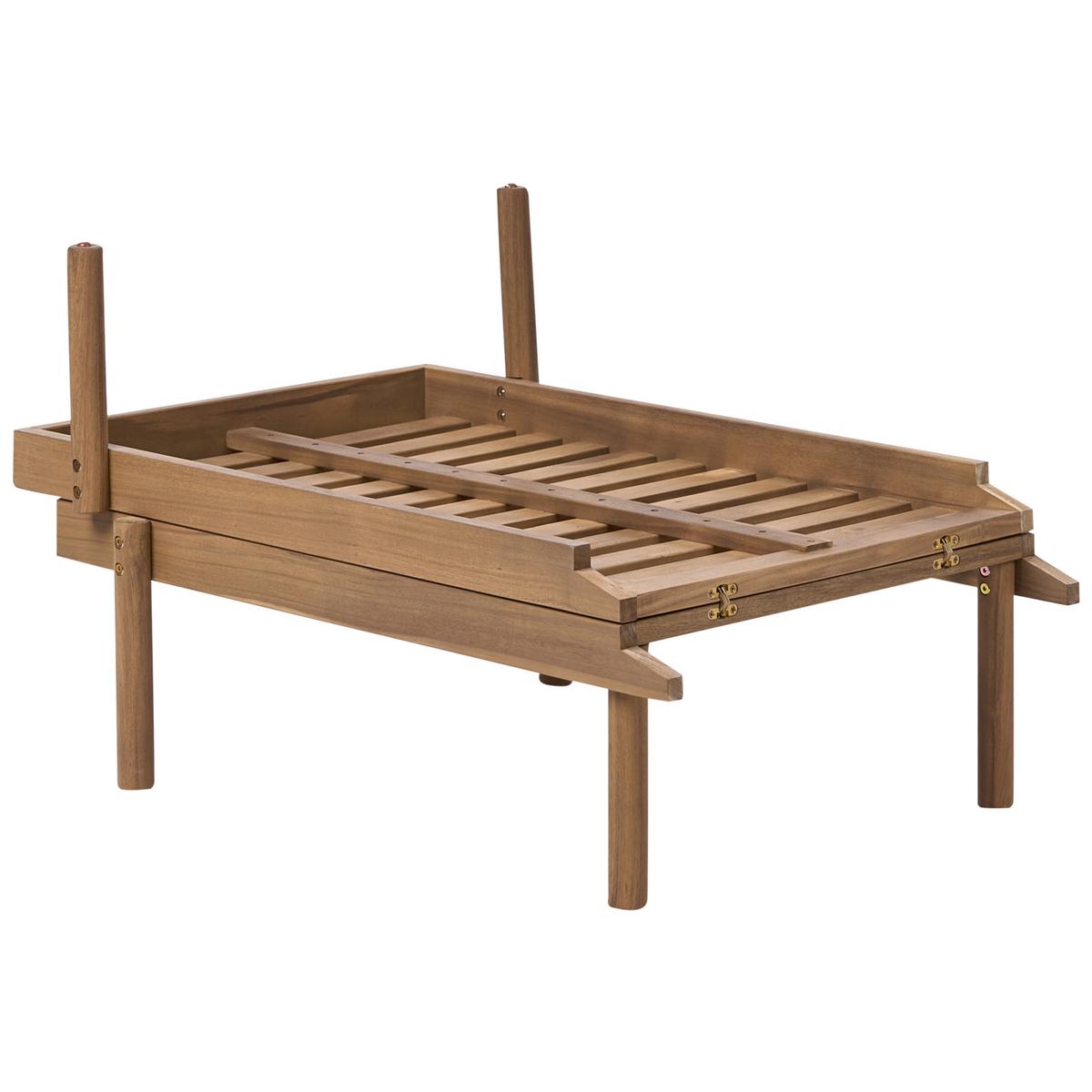 SONNENLIEGE mit Kissen Weiß Marcetelli - Hellbraun, Holz (65/77/188cm) - Beliani