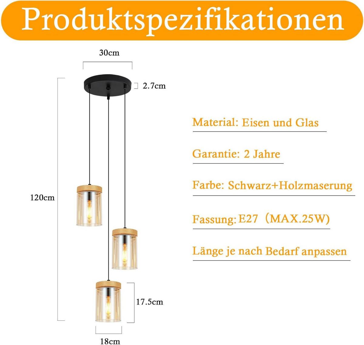 KRONLEUCHTER Hellethold 30.0/30.0/143.0 cm - Schwarz, Metall (143/30/30cm) - ZMH