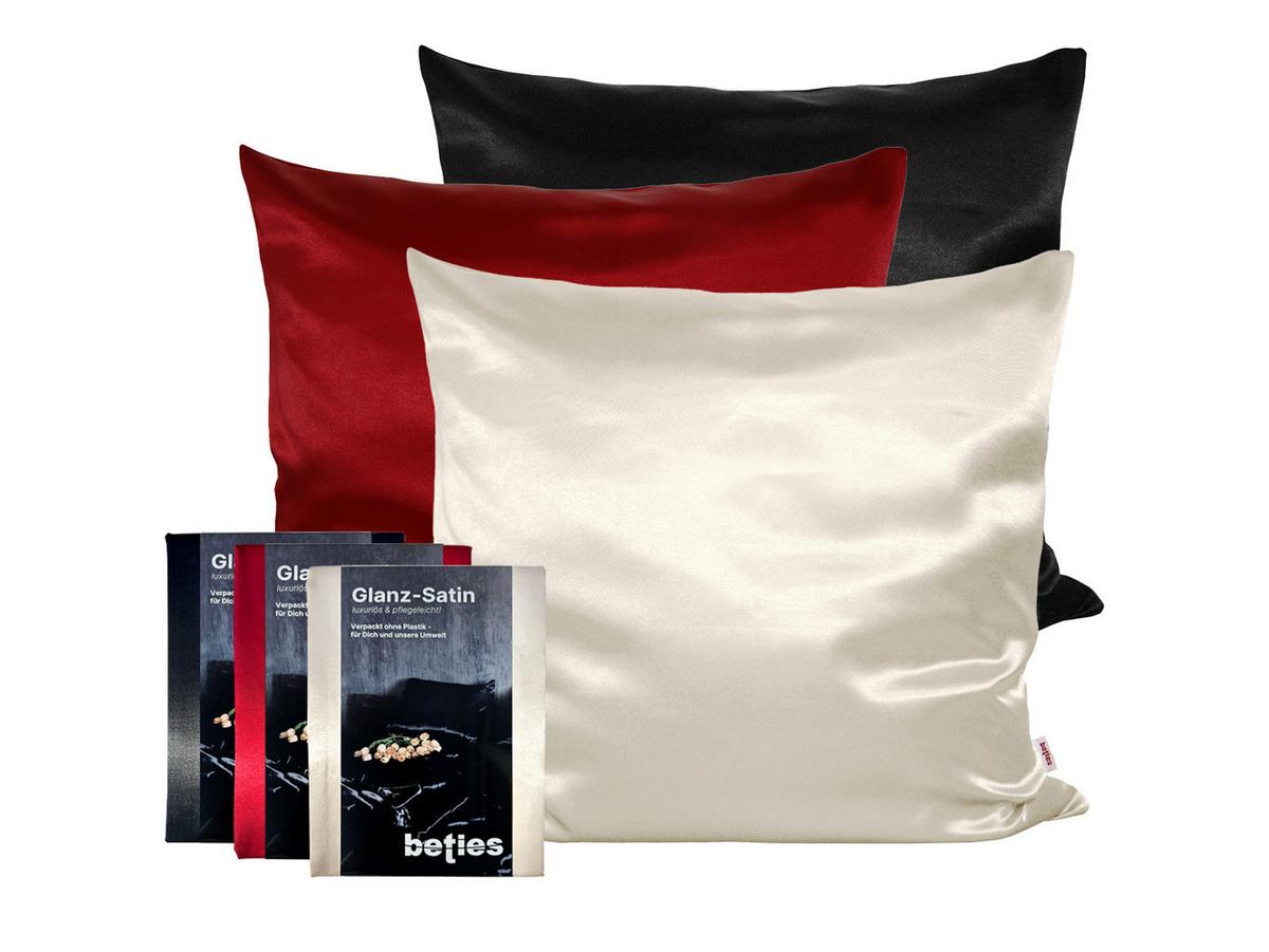 KISSENBEZUG Glanz Satin champagner 80/80 cm - Ecru/Champagner, Textil (80/80cm) - beties Heimtextil