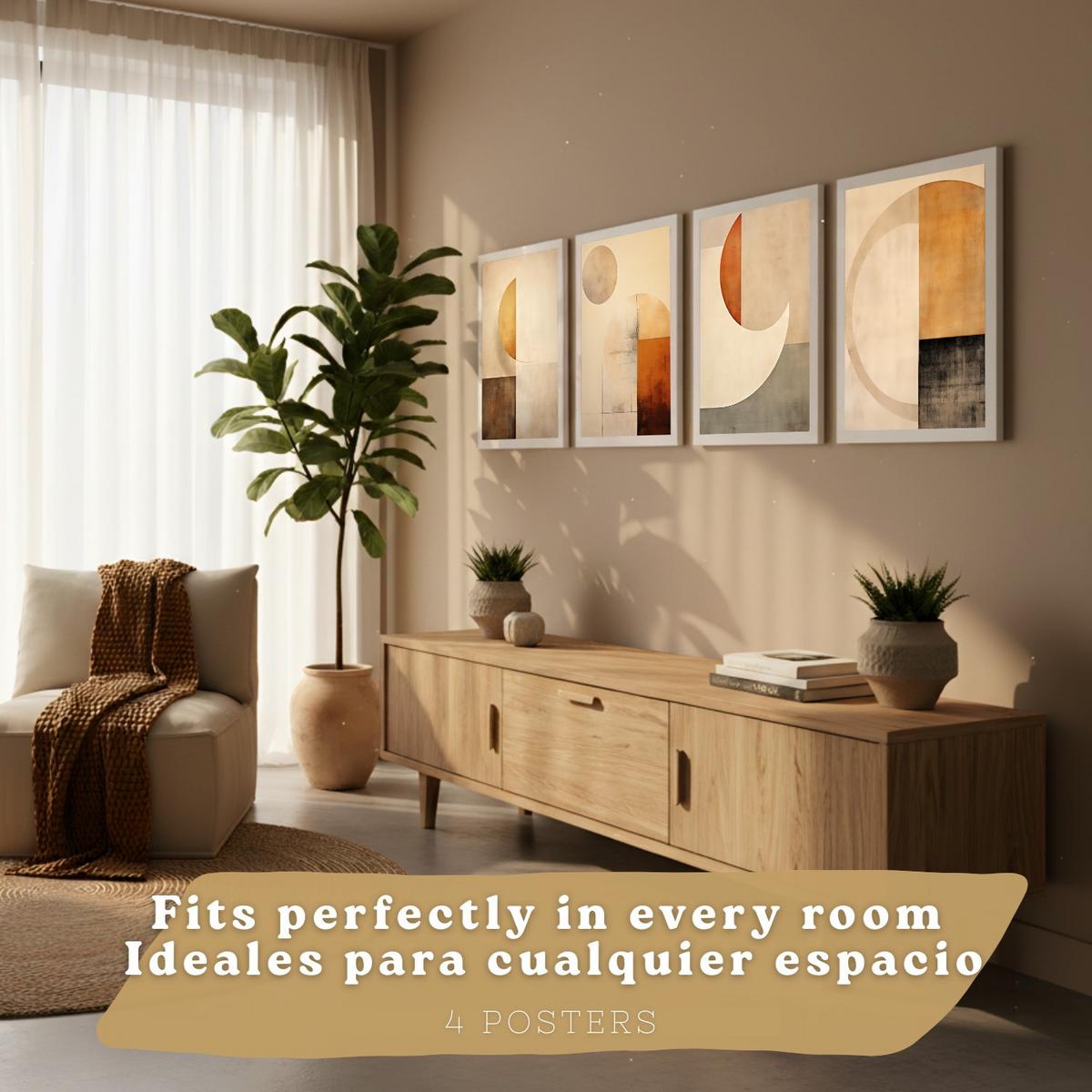 POSTER Set of 2 Beige Abstract Shape Wall Art Modern Living Room Bedroom Kitchen Bathroom Decor Rahmenlos A3 - Klar, Papier (29.7/1/42cm) - Nacnic