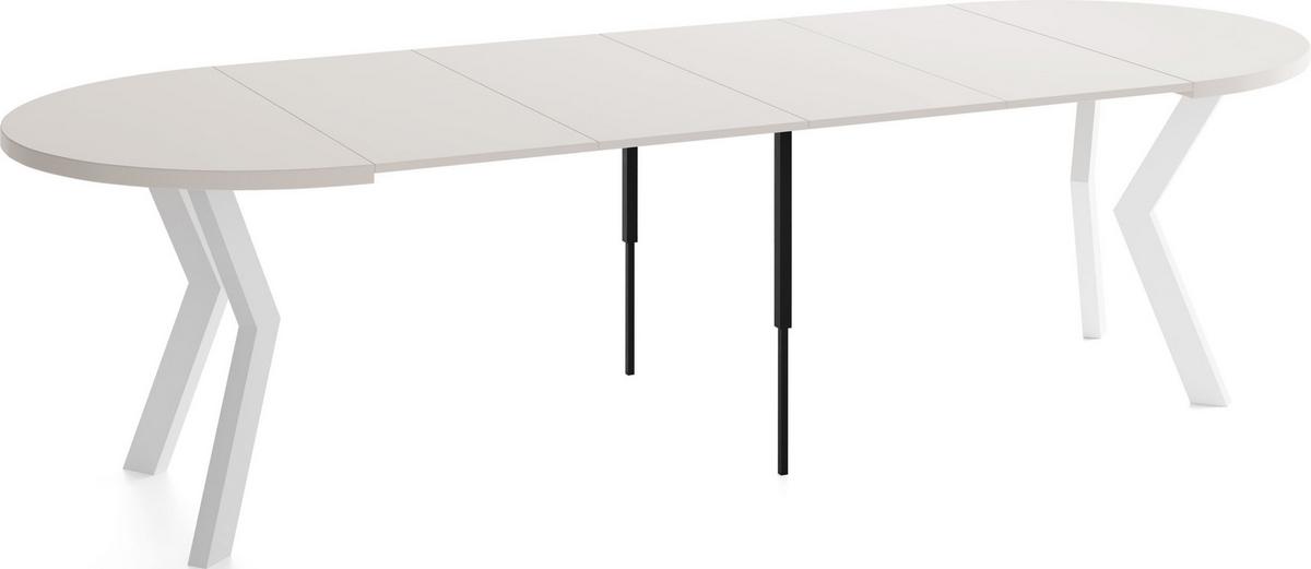 ESSTISCH Savio Weiß rund ausziehbar verlängerbar XXL, Kaschmir 100-300/100/77 cm - Kaschmir/Beige, Holz/Holzwerkstoff (100/300/77cm) - WFL GROUP
